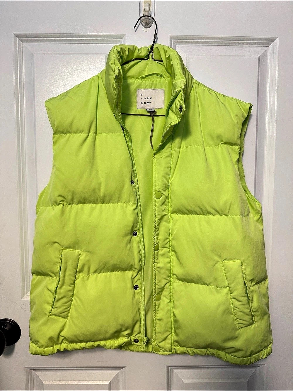 A New Day Women's S Chartreuse Puffer Vest
